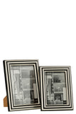 Photoframe Rectangle Lines Resin Black/White Large