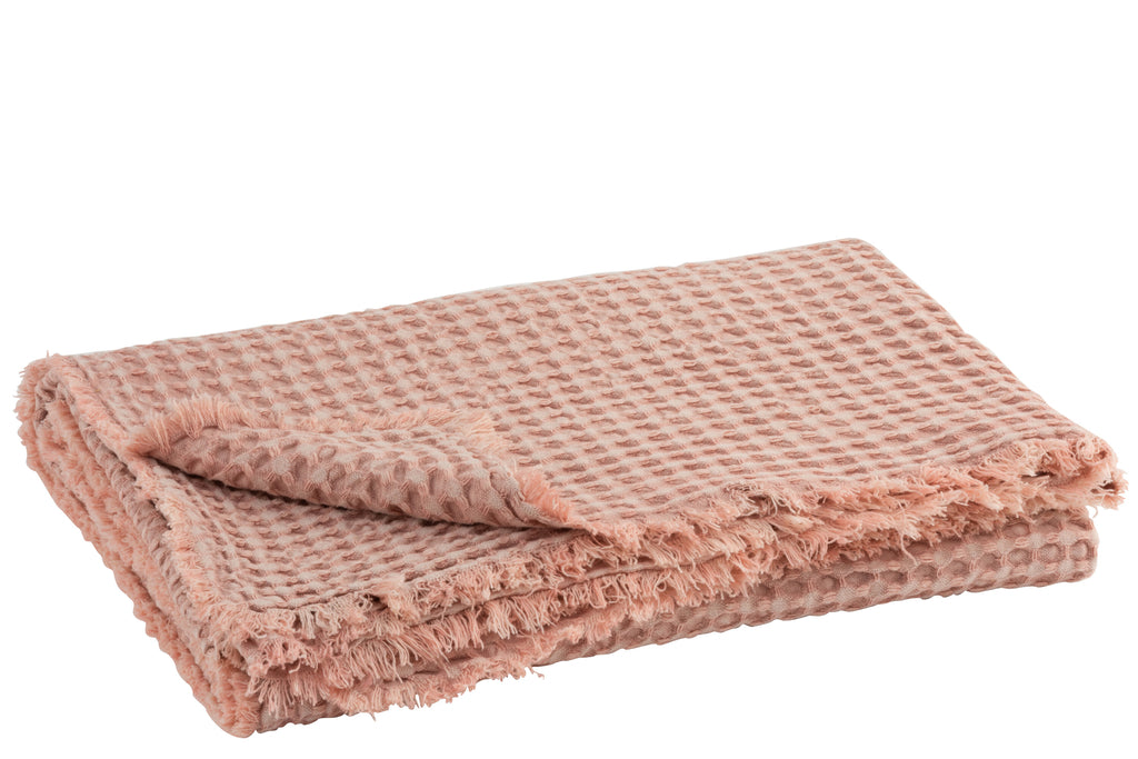 Plaid Waffle Pattern Cotton Light Pink