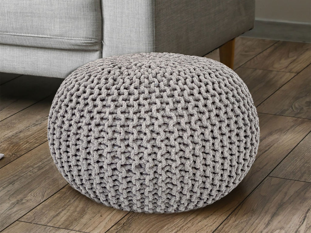 Anna - Pouf - hellgrau - 100% gerecycled katoen - Ø 55 cm x H 37 cm