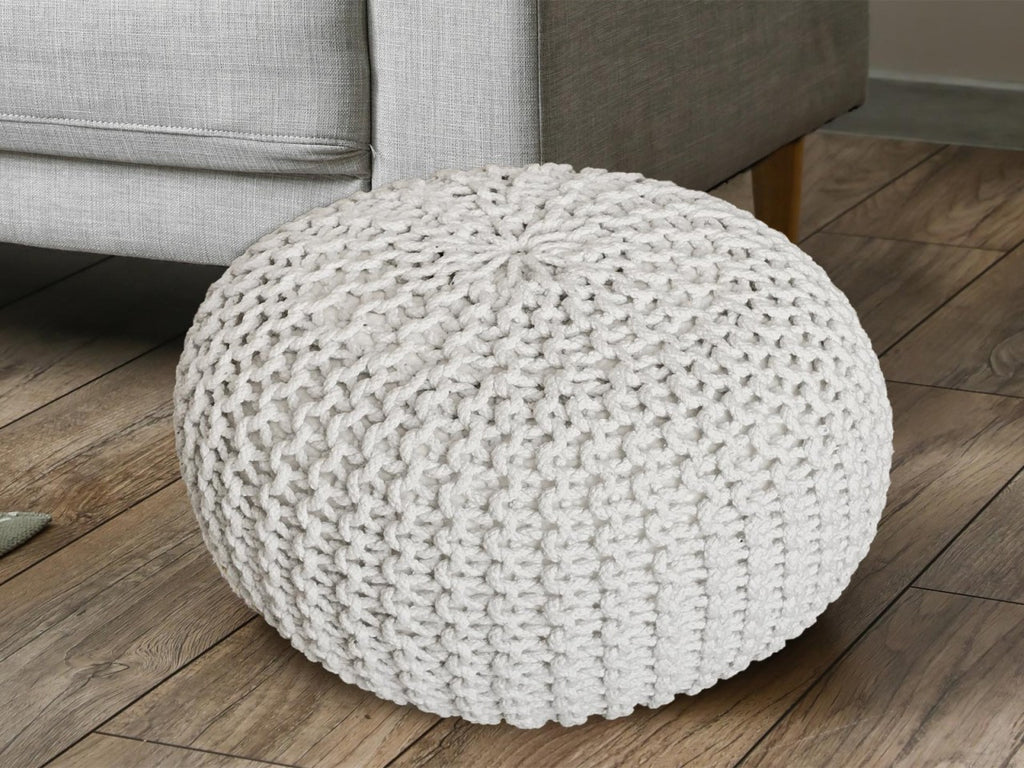 Joseph - Pouf - weiß - 100 % recycelte Baumwolle - Ø 55 cm