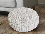 Joseph - Pouf - wit - 100% gerecycled katoen - Ø 55 cm