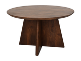 Ronde salontafel met kruispoot - 80X80X45 - mat bruin - Mangohout