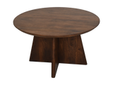 Ronde salontafel met kruispoot - 80X80X45 - mat bruin - Mangohout