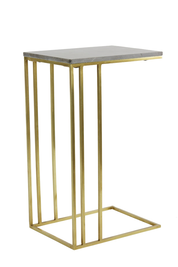 Side table 41x31x66 cm ROSHAN brown marble+antique bronze