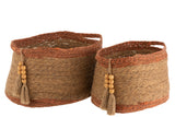 Set Of 2 Baskets Oval Pearl Natural/Brown