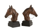 Set 2 Bookend Horse Poly Brown