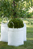 Set Of 3 Baskets Square Rattan White