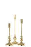 Set Of 3 Candleholders Grane Aluminium Gold