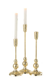 Set Of 3 Candleholders Grane Aluminium Gold