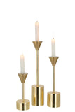 Set Of Three Candlestick Emma Aluminium Shiny Gold