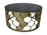 Salontafel rond - ø80x40 - Goud/zwart - Metaal/glas