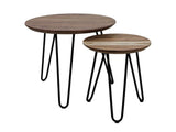 Coffee table Zurich - ø60/ø40 - Natural/black - Acacia wood/iron - Set of 2 