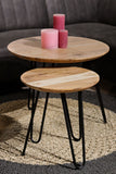 Coffee table Zurich - ø60/ø40 - Natural/black - Acacia wood/iron - Set of 2 