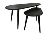 Coffee tables Zurich - 95x52x46/65x38x38 - Black - Acacia wood/iron - Set of 2