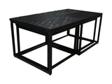 Salontafels - Zwart - Mangohout/ijzer - Set van 3 110x60x45 - 50x50x40 cm