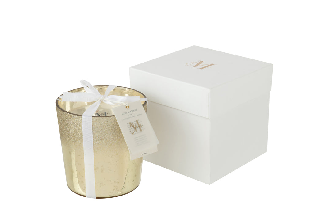 Scented Candle Deluxe Glass Gold Medium