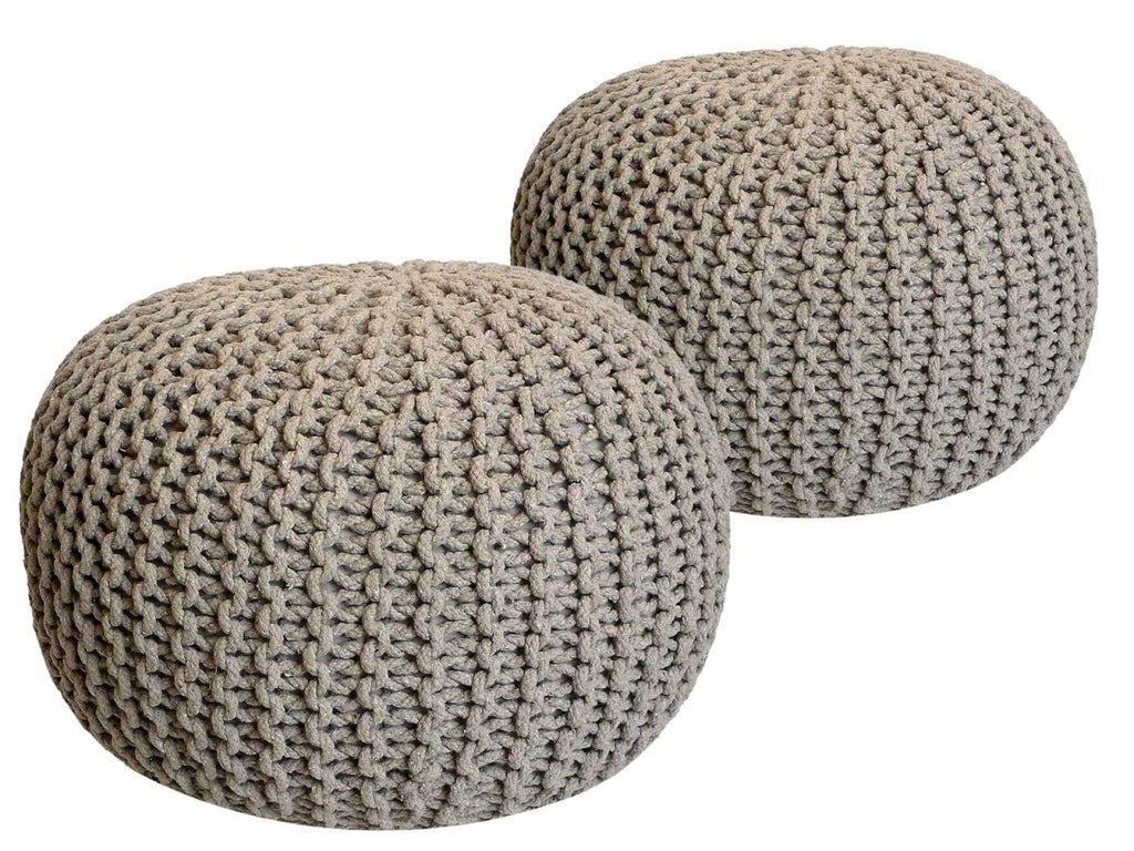 Christopher - Sitzhocker Pouf SET 2 - gerecycled katoen - Ø 55 cm H 37 cm