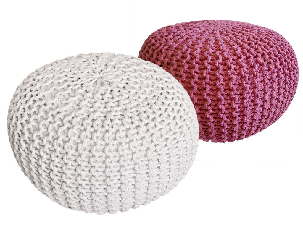 Evelyn - Sitzhocker Pouf SET 2 - gerecycled katoen - Ø 55 cm H 37 cm