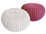 Evelyn - Sitzhocker Pouf SET 2 - recycelte Baumwolle - Ø 55 cm H 37 cm