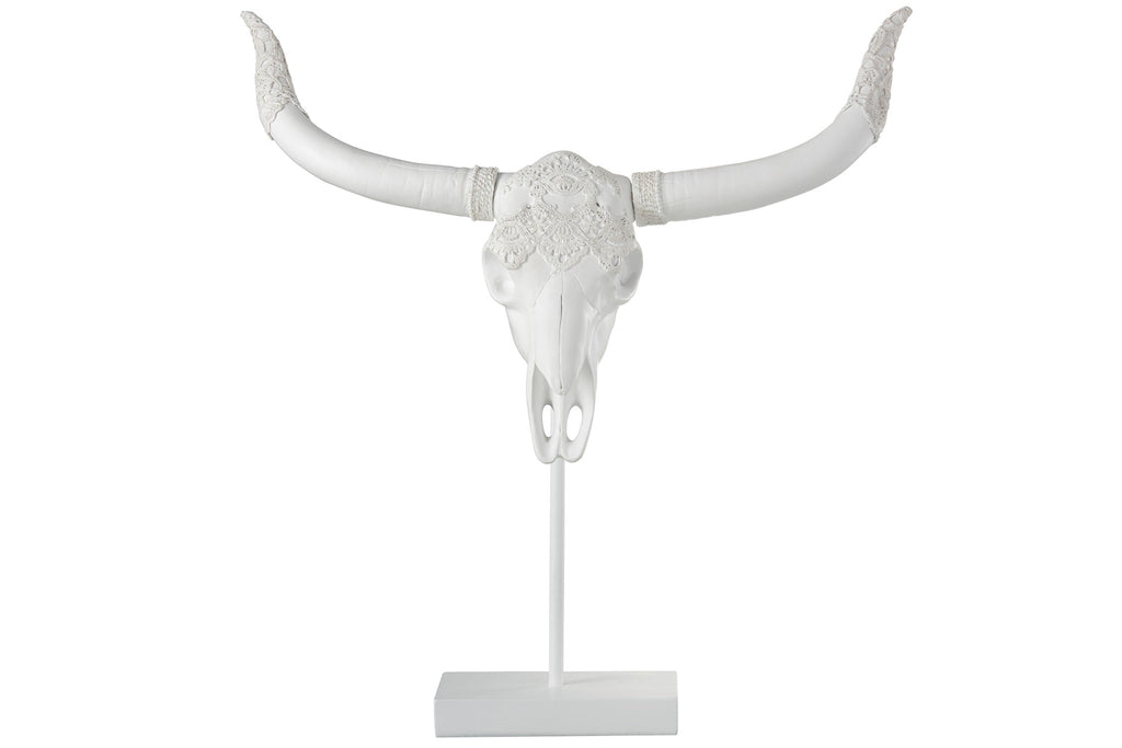 Skull Deer On Foot Polyresin White