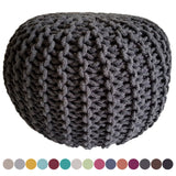 Isabella - Strickhocker Pouf - donkergrijs - 100% gerecycled katoen - Ø 45 cm