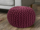 David - Strickhocker Pouf - bordeaux - 100 % recycelte Baumwolle - Ø 45 cm