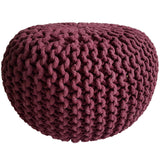 David - Strickhocker Pouf - bordeaux - 100% gerecyclede katoen - Ø 45 cm