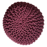 David - Strickhocker Pouf - bordeaux - 100 % recycelte Baumwolle - Ø 45 cm