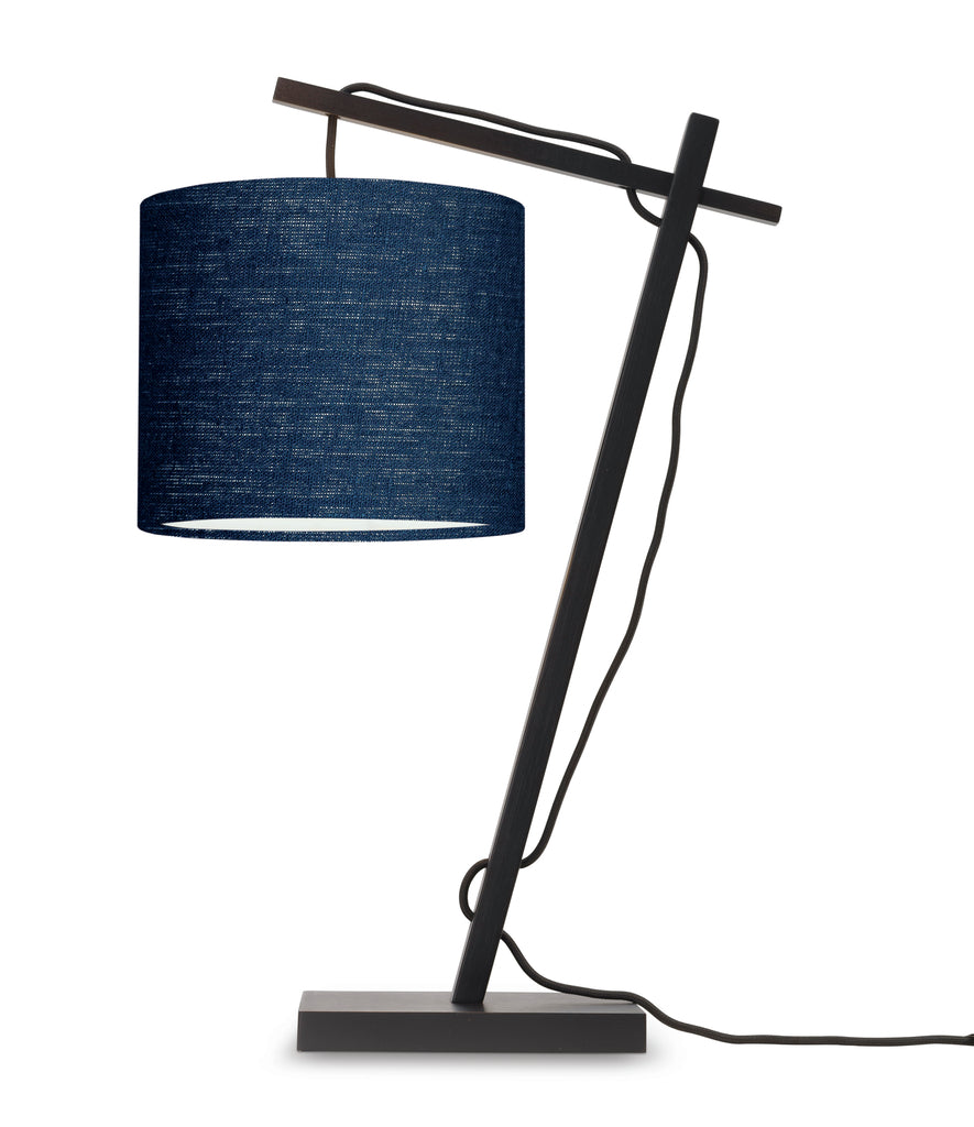 Table lamp Andes bamboo bl. h.46cm/shade 18x15cm ecolin. bl.denim