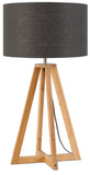 Table lamp bamboe 4-legs Everest h.59cm/kap 32x20cm - linen dark grey