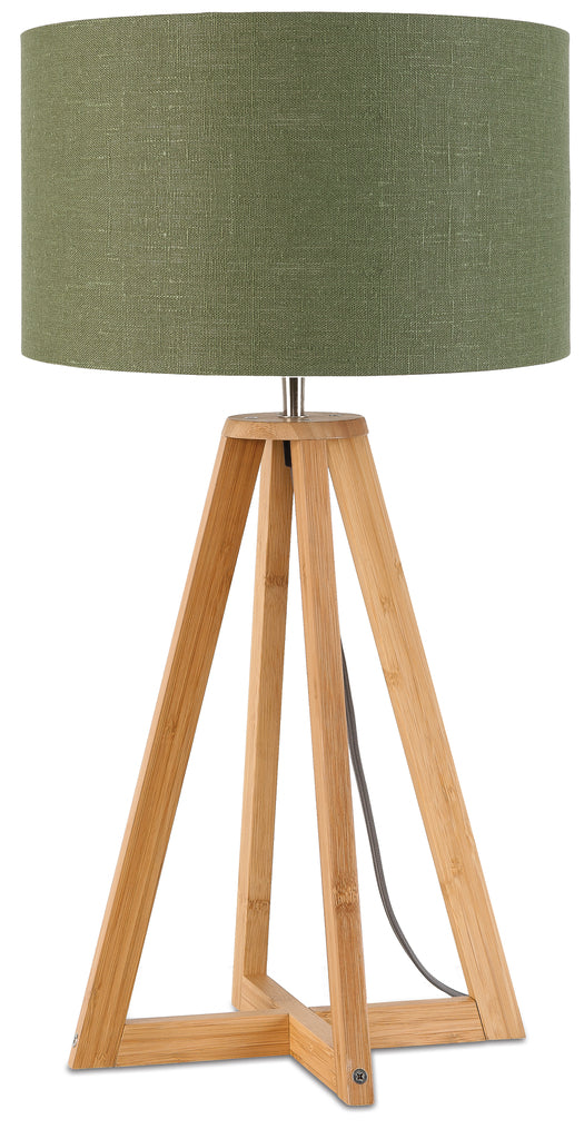 Table lamp bamboe 4-legs Everest h.59cm/kap 32x20cm - linen green forest