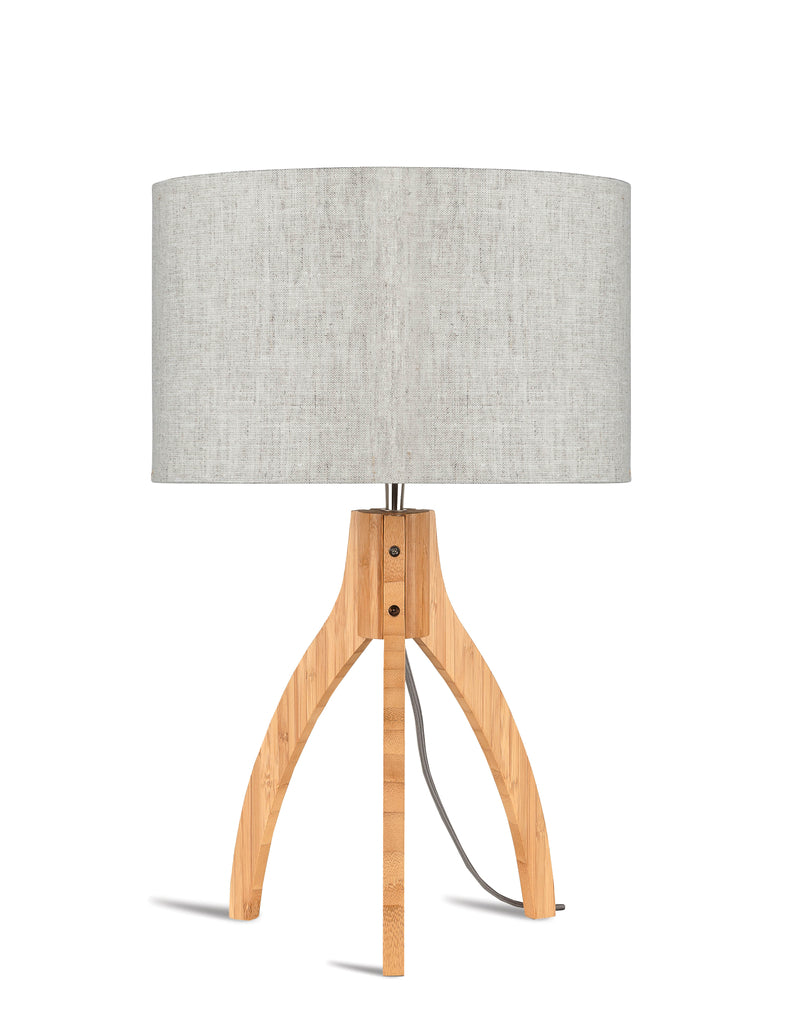 Table lamp bamboo 3-legs Annapurna h.54cm/shade 32x20cm - linen light