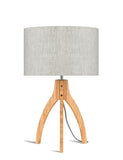 Table lamp bamboo 3-legs Annapurna h.54cm/shade 32x20cm - linen light