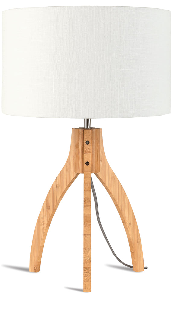 Table lamp bamboo 3-legs Annapurna h.54cm/shade 32x20cm - linen white