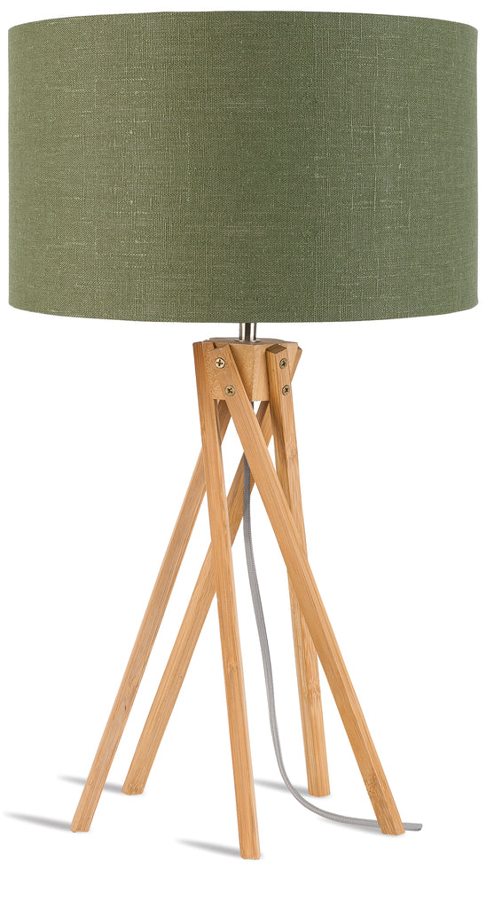 Table lamp bamboo 5-legs Kilimanjaro h.59cm/shade 32x20cm - eco linen green forest