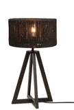 Table lamp Iguazu 4-legs bamboo bl. h.45cm/shade 30x16cm jute - black