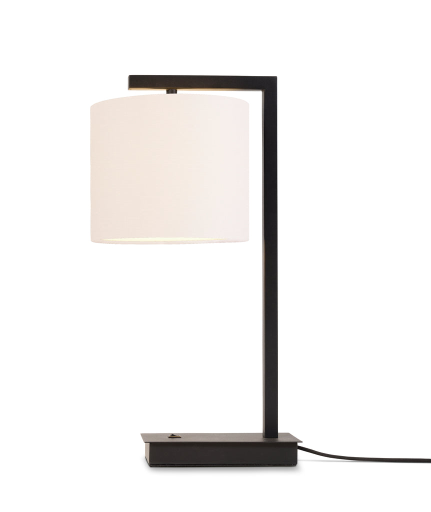 Table lamp iron/black Boston h.44cm/shade 18x15cm - white