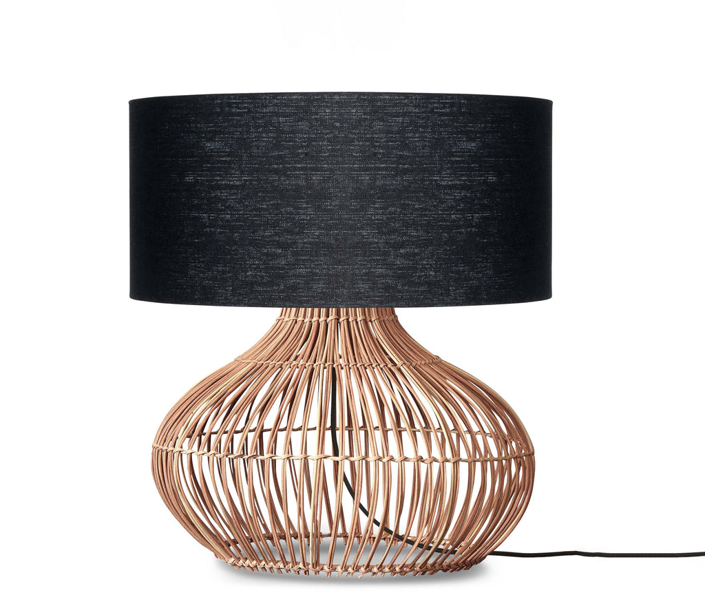 Table lamp Kalahari L rattan 65cm/shade 47x23cm linen - black