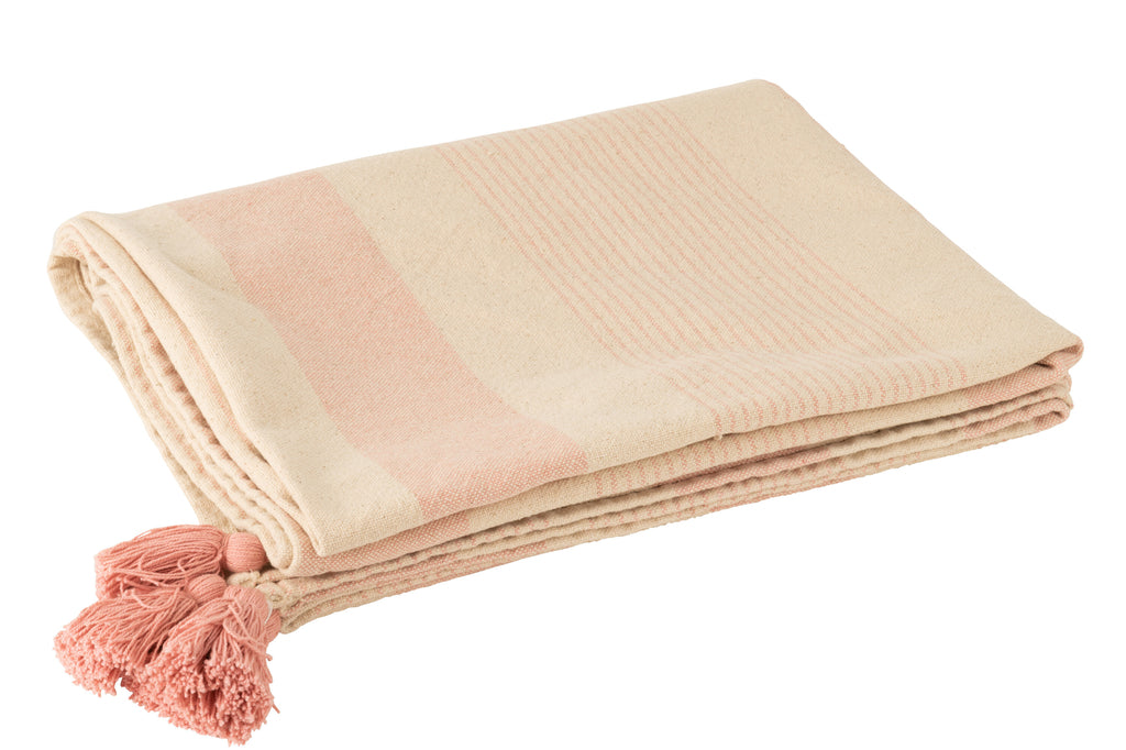 Throw Mik Cotton White/Pink