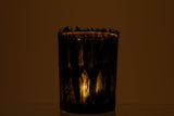 Tealight Holder Feathers Glass Black Large