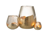 Tealight Holder Zoe Round Glass Gold Large