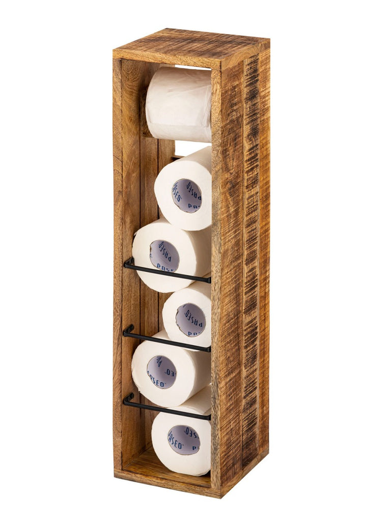 Elin - toilettenpapierhouder - hout - mangohout - 17x17x65 cm