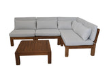 Tuin loungeset Aruba 5-delig + hoek (incl. kussens) - Teak