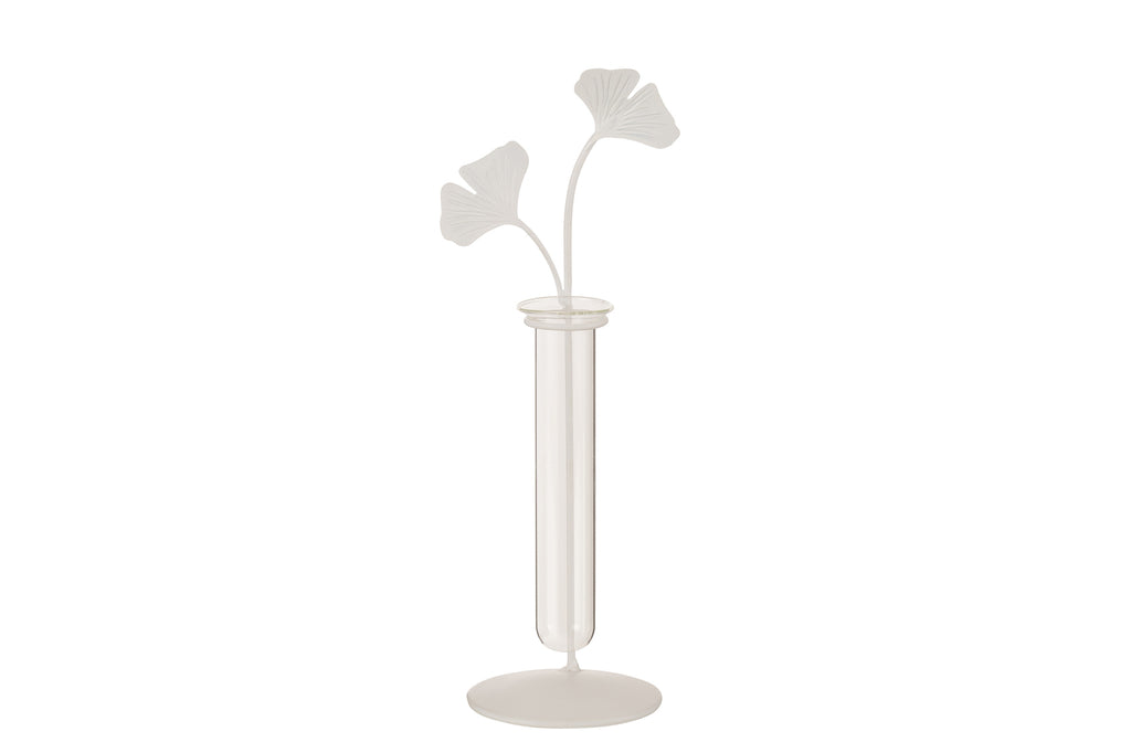 Vase 1 Holder Flowers Metal White