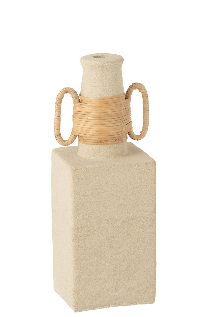 Vase Celine Rings Oval Cement Sand Natural