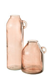 Vase Handle Cylinder Glass Light Pink Large