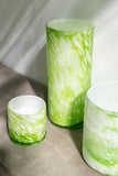 Vase Marble Glass Green/White Large