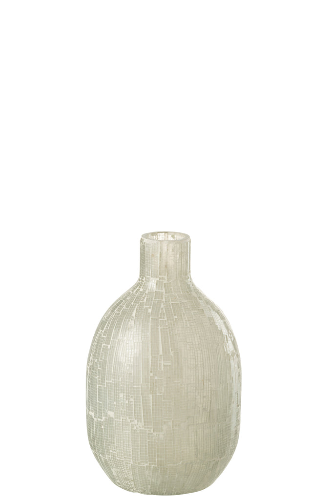 Vase Mosaic Round Glass Light Grey