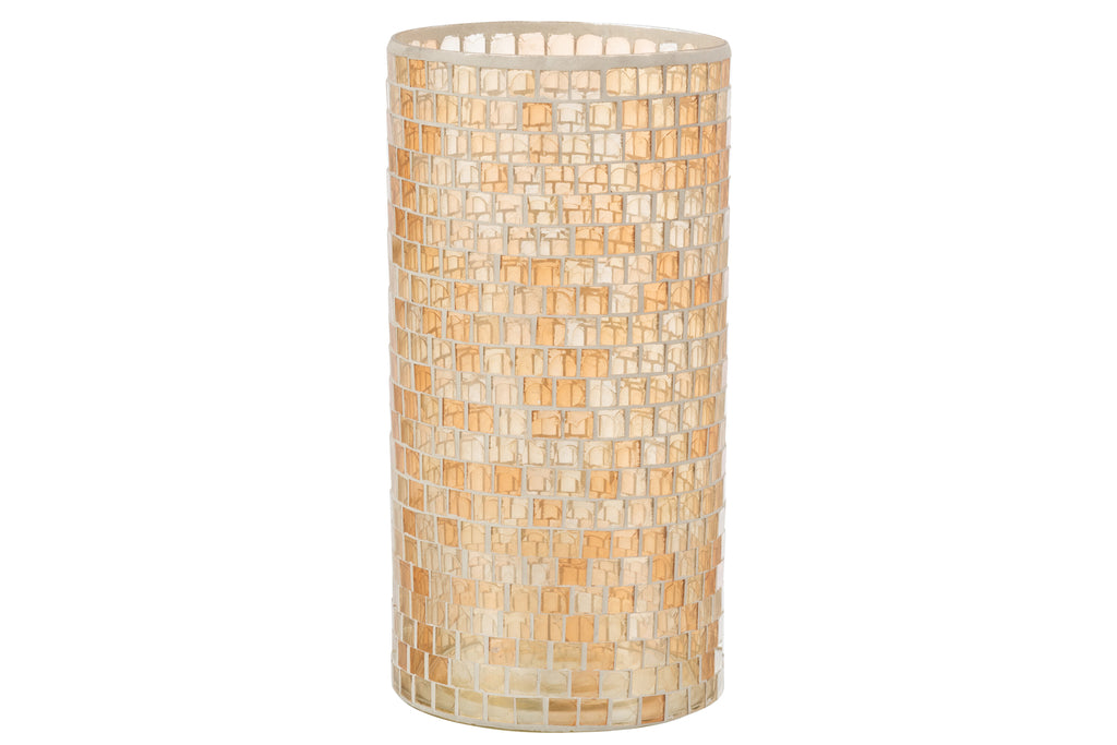 Vase Mosaic Round Glass Orange