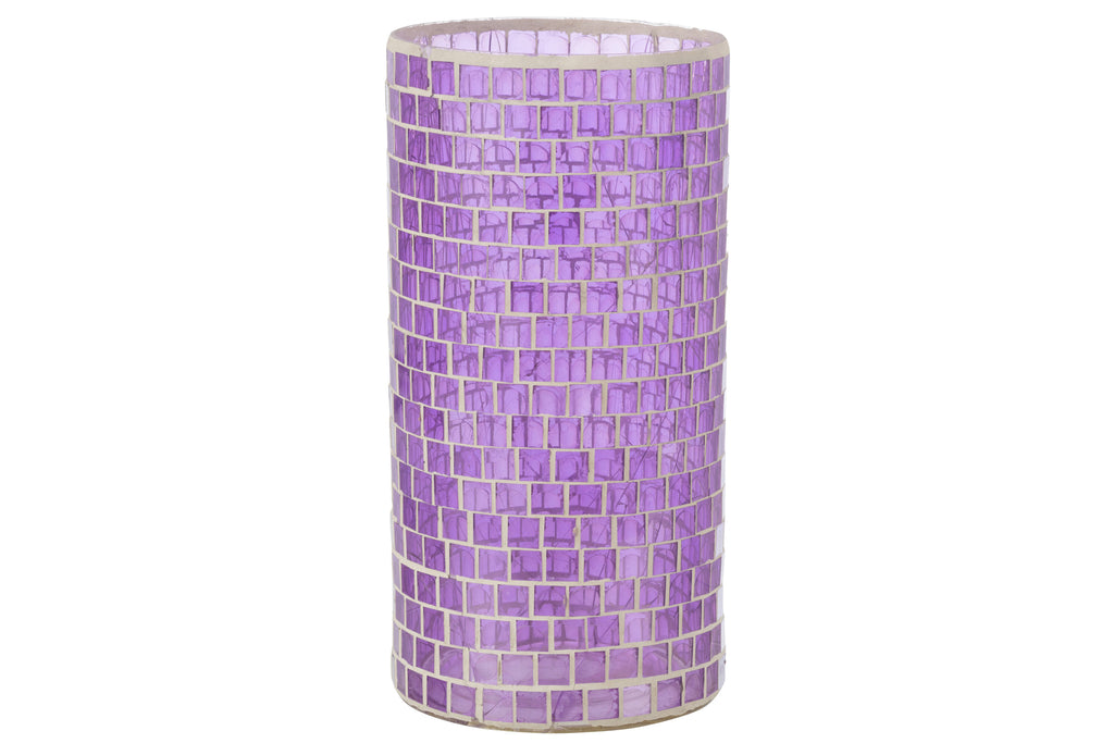 Vase Mosaic Round Glass Purple